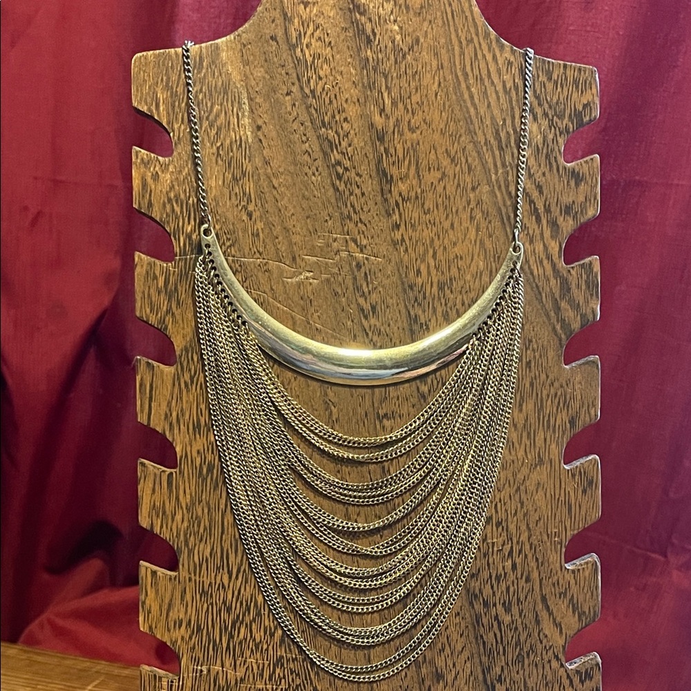 gold Chain waterfall Necklace 19” + 6” drop